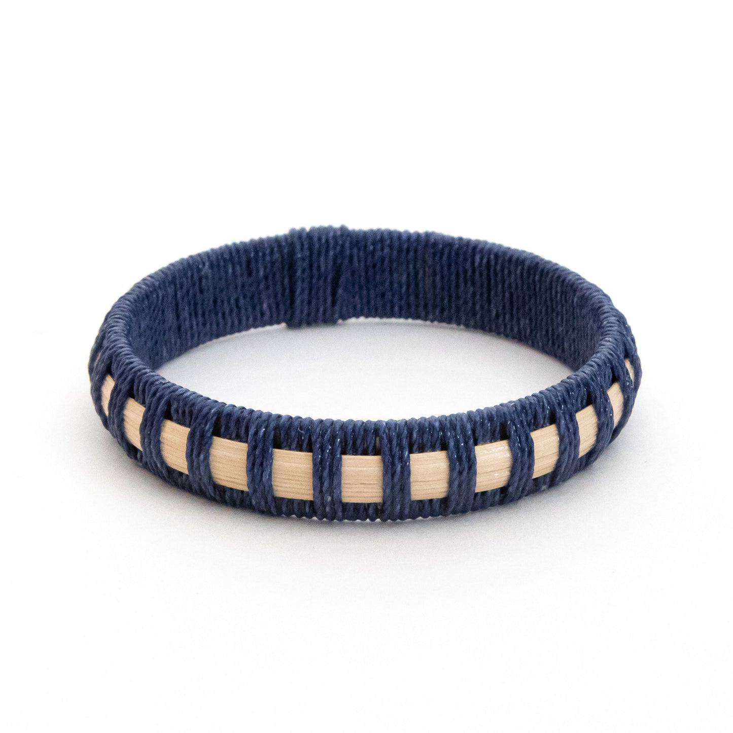 Bangle - Medium Width - Natural/Navy Thread - M