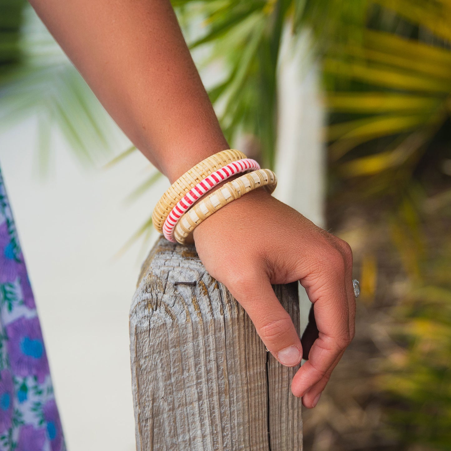 Bangle - Medium Width - Pink/White - M