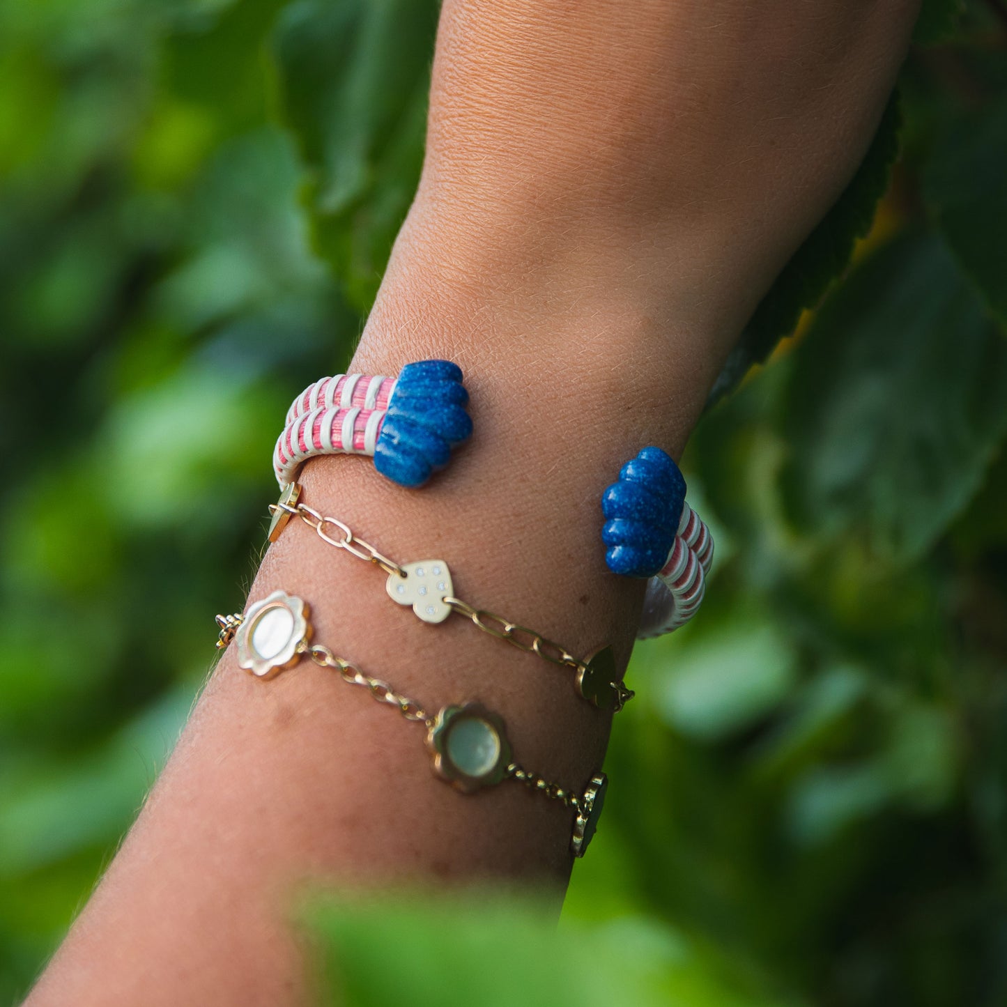 The Jane Bracelet - Pink/Navy Scallop
