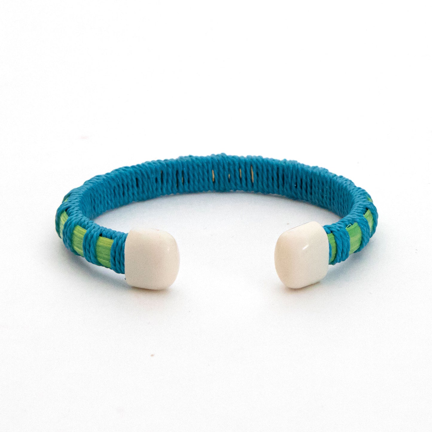 Cuff - Narrow Width - Acrylic - Green/Blue Thread - S