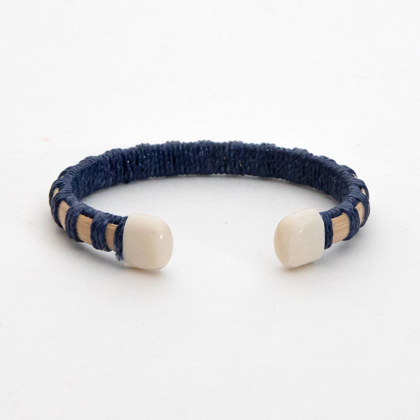 Cuff - Narrow Width - Acrylic - Natural/Navy Thread - M