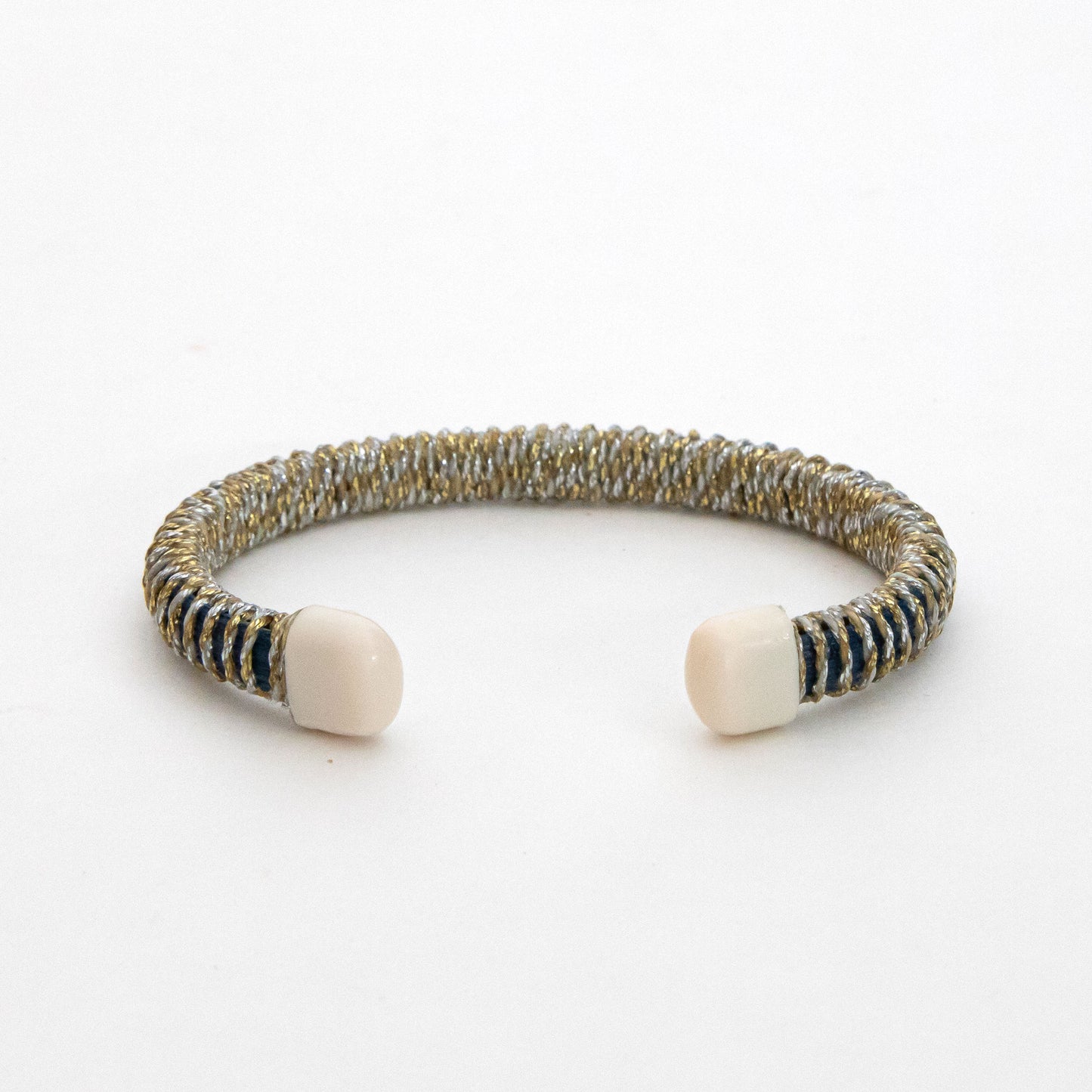 Cuff - Narrow Width - Acrylic - Navy/Gold Thread - L