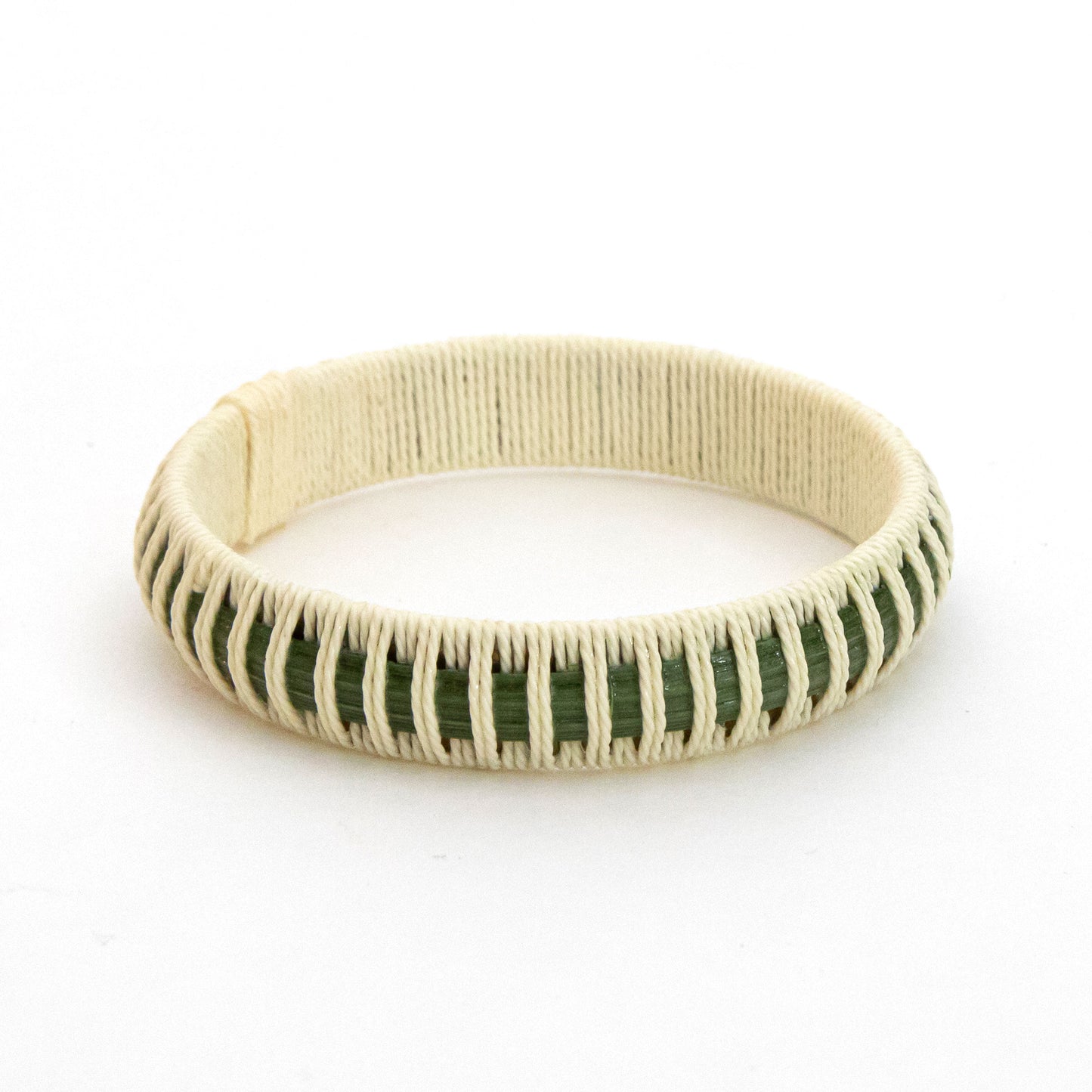 Bangle - Medium Width - Green/ Cream Thread - M