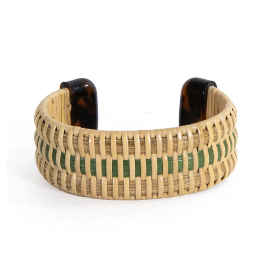 The Florence Cuff - Natural/Green/Tortoise