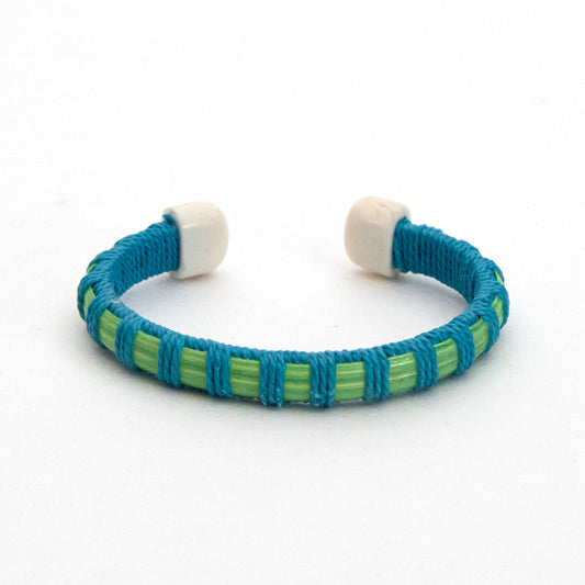 Cuff - Narrow Width - Acrylic - Green/Blue Thread - S