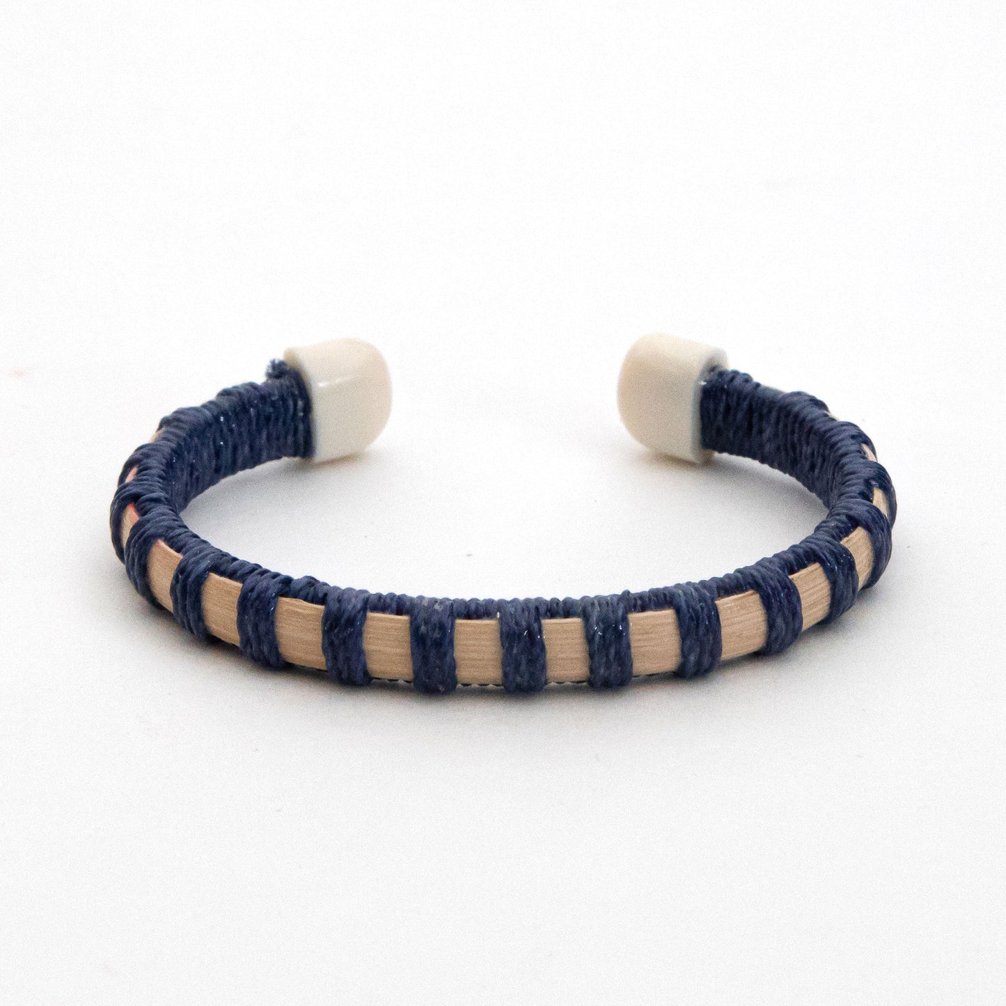 Cuff - Narrow Width - Acrylic - Natural/Navy Thread - M