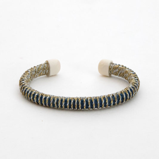 Cuff - Narrow Width - Acrylic - Navy/Gold Thread - L