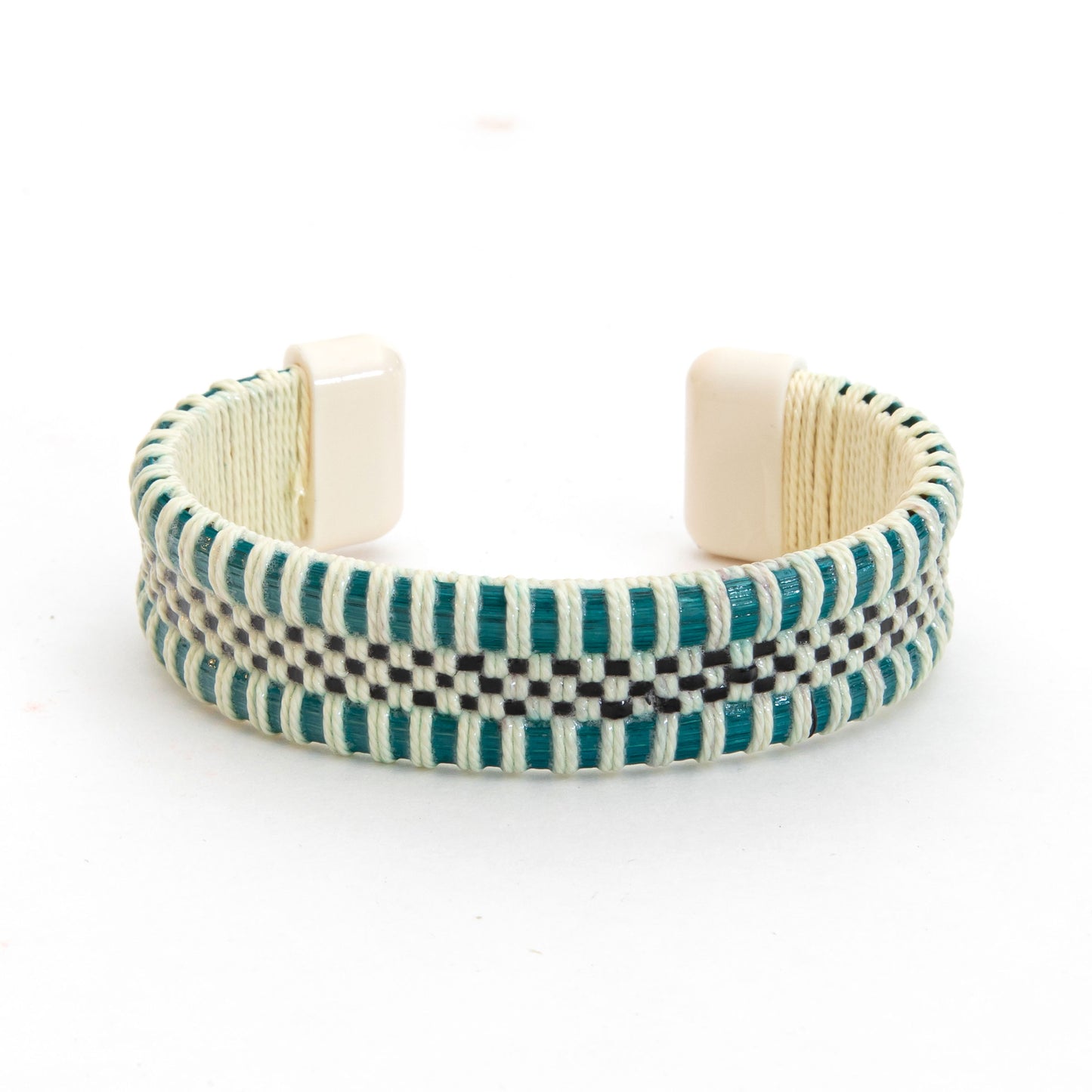 Cuff - Wide - Stars - Green/Cream Thread - XL