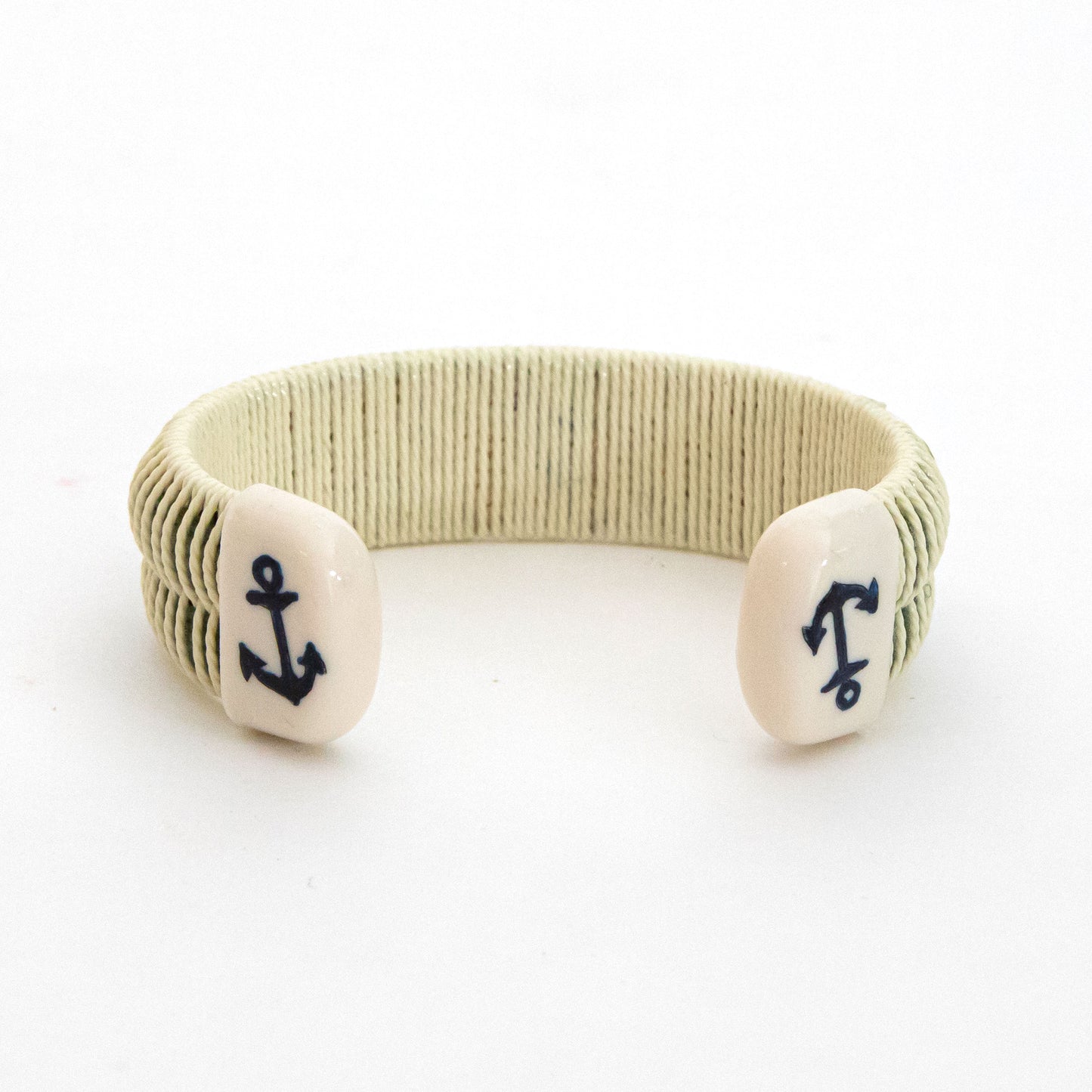 Cuff - Wide - Anchor Ends - Olive/Cream Thread - M